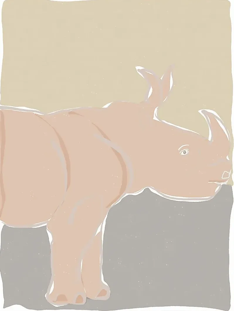 Kids Pastel Rhino Beige Artwork