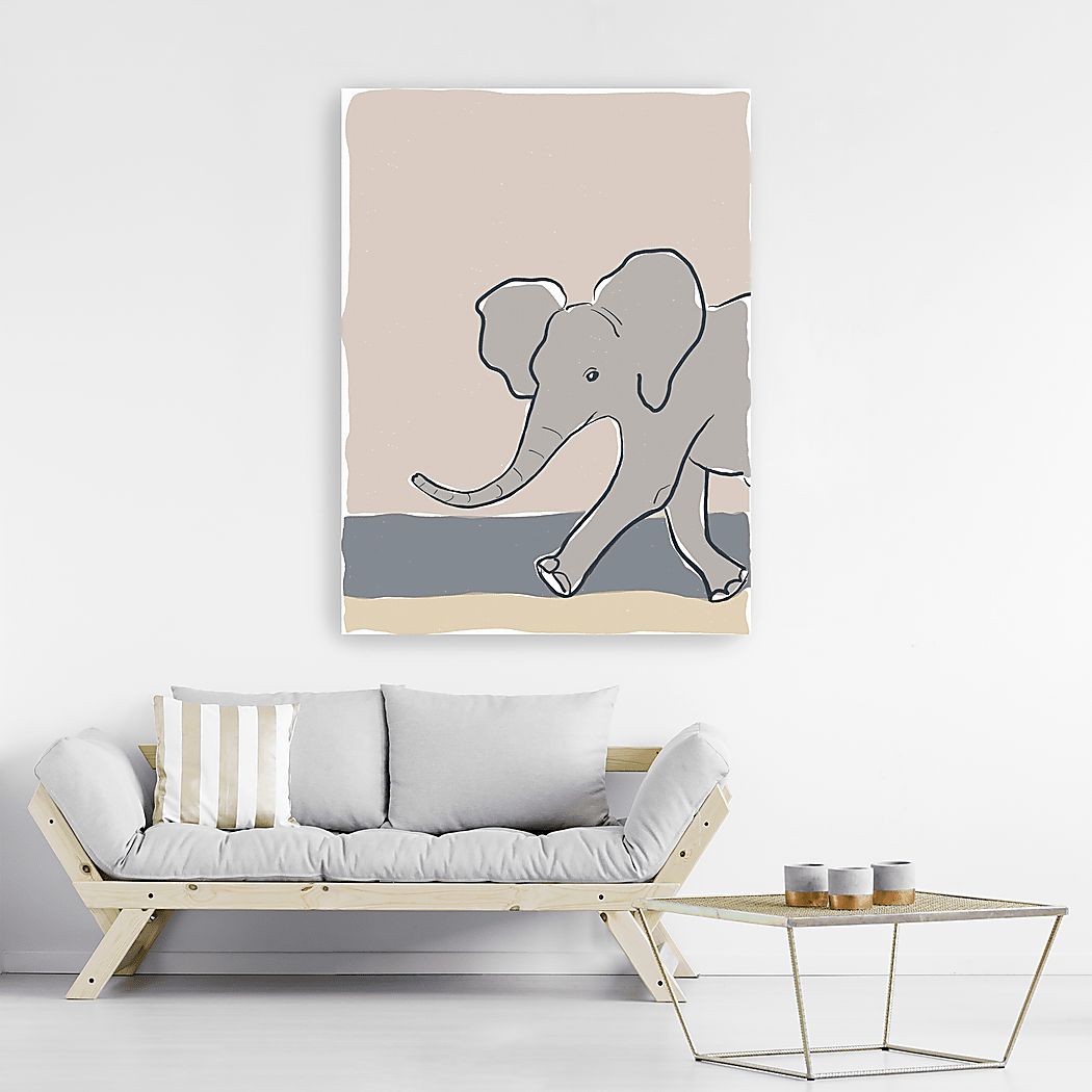 Kids Pastel Elephant Beige Artwork