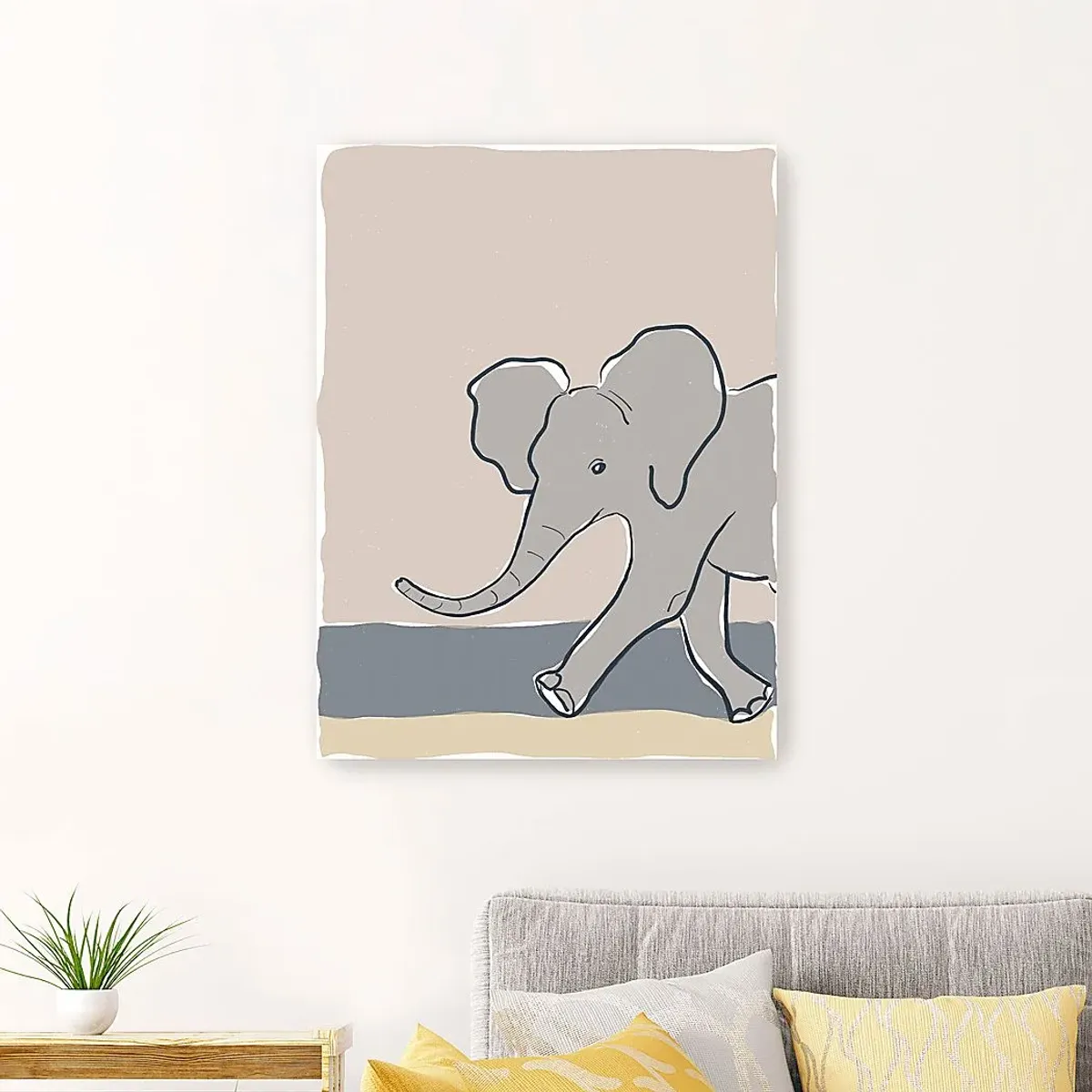 Kids Pastel Elephant Beige Artwork