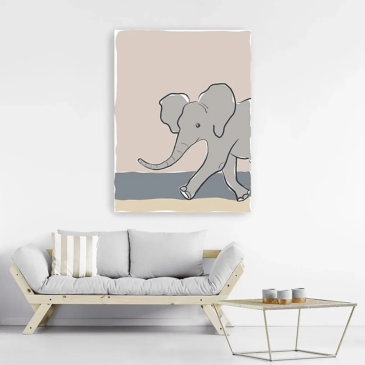 Kids Pastel Elephant Beige Artwork