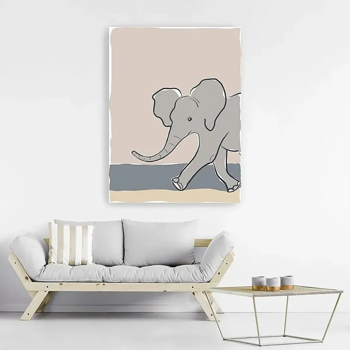 Kids Pastel Elephant Beige Artwork