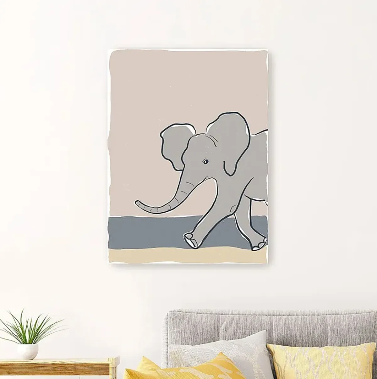 Kids Pastel Elephant Beige Artwork