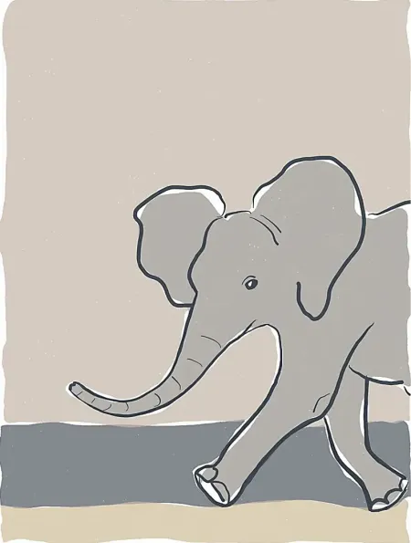 Kids Pastel Elephant Beige Artwork