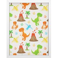 Kids T-Rex Party White Mini Framed Artwork