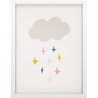 Kids Raining Stars White Mini Framed Artwork