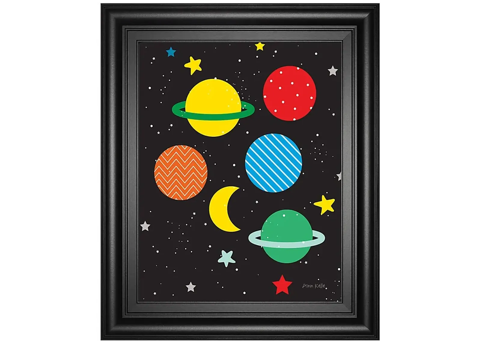 Kids Bright Planets Black Artwork