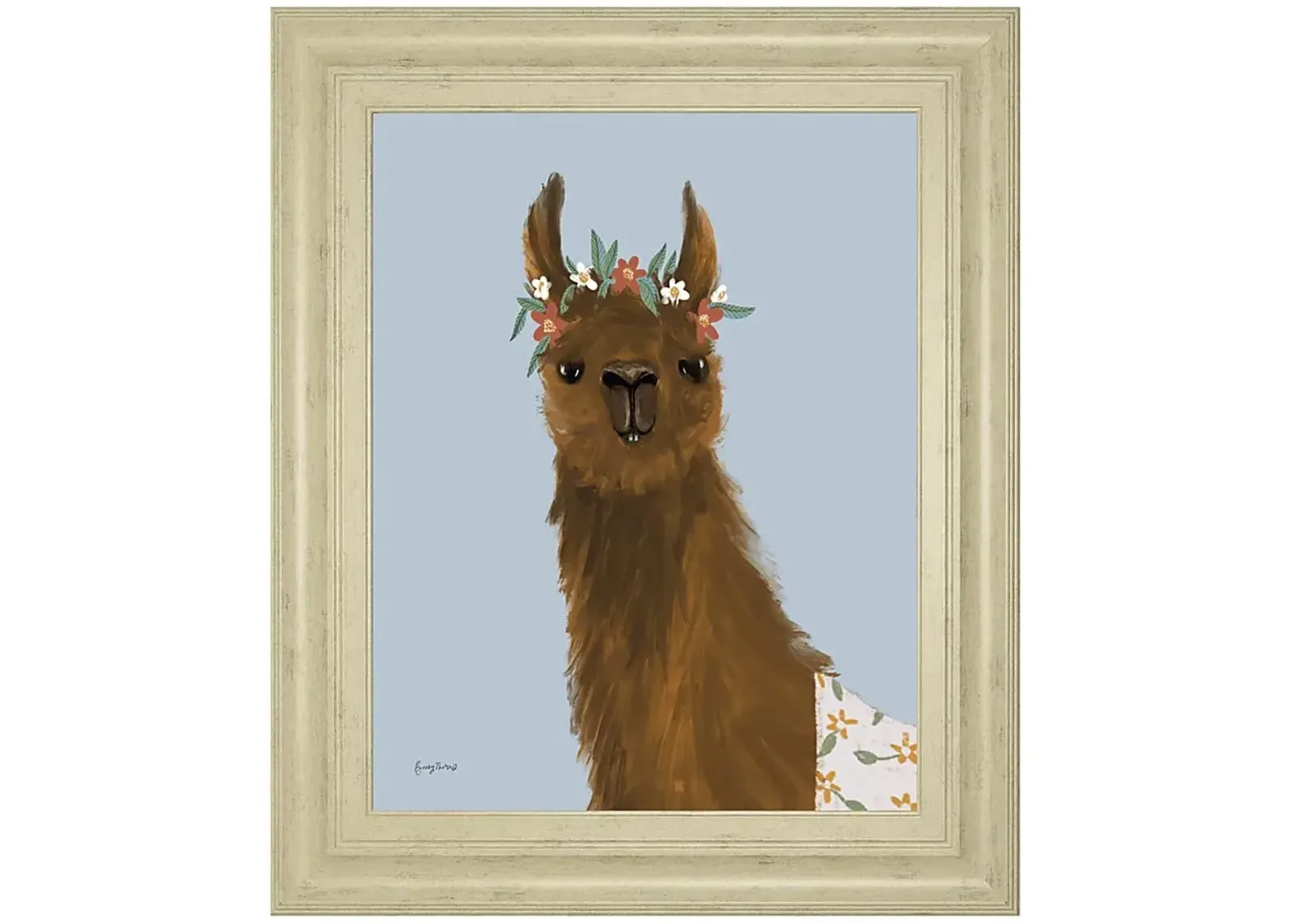 Kids Alpaca Portrait I Blue Artwork