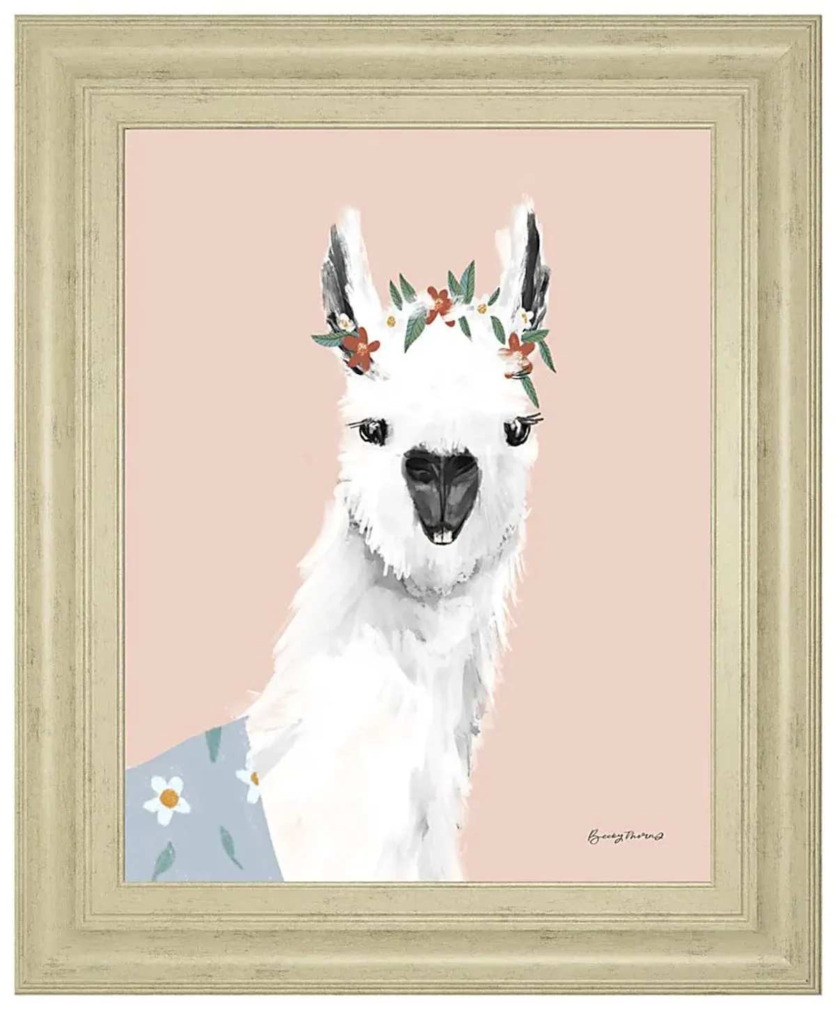 Kids Alpaca Portrait II Pink Artwork