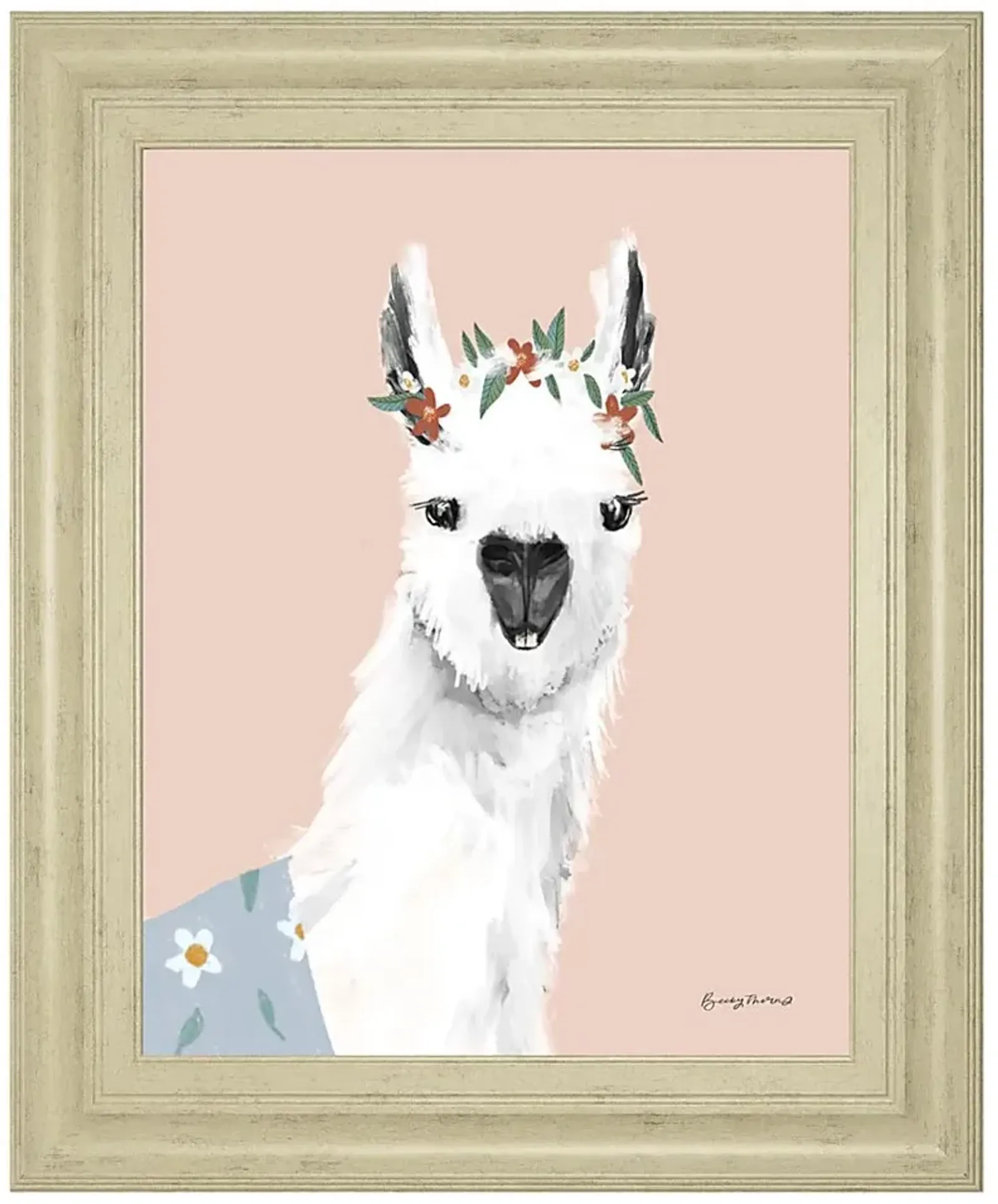 Kids Alpaca Portrait II Pink Artwork