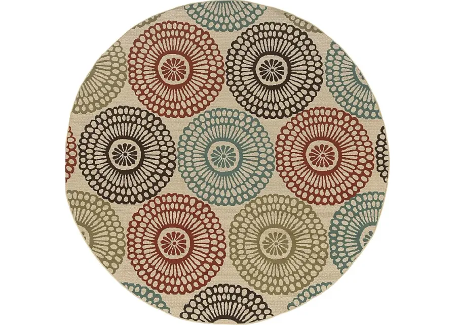 Alondra Blue 7'10 Round Indoor/Outdoor Rug