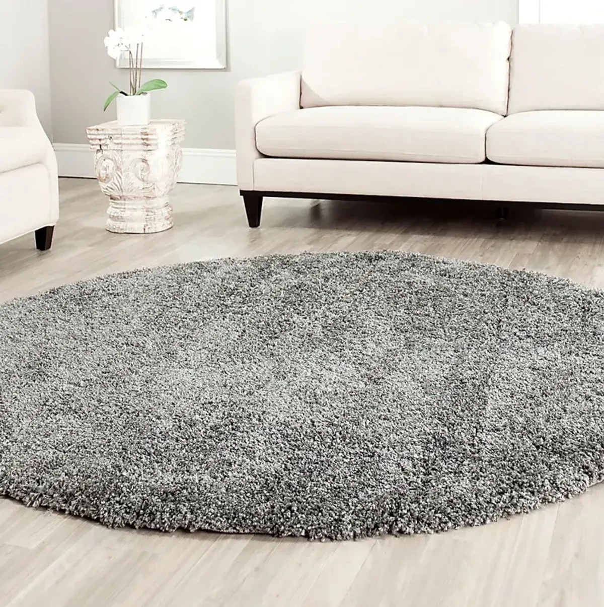 Cleona Dark Gray 4' Round Rug