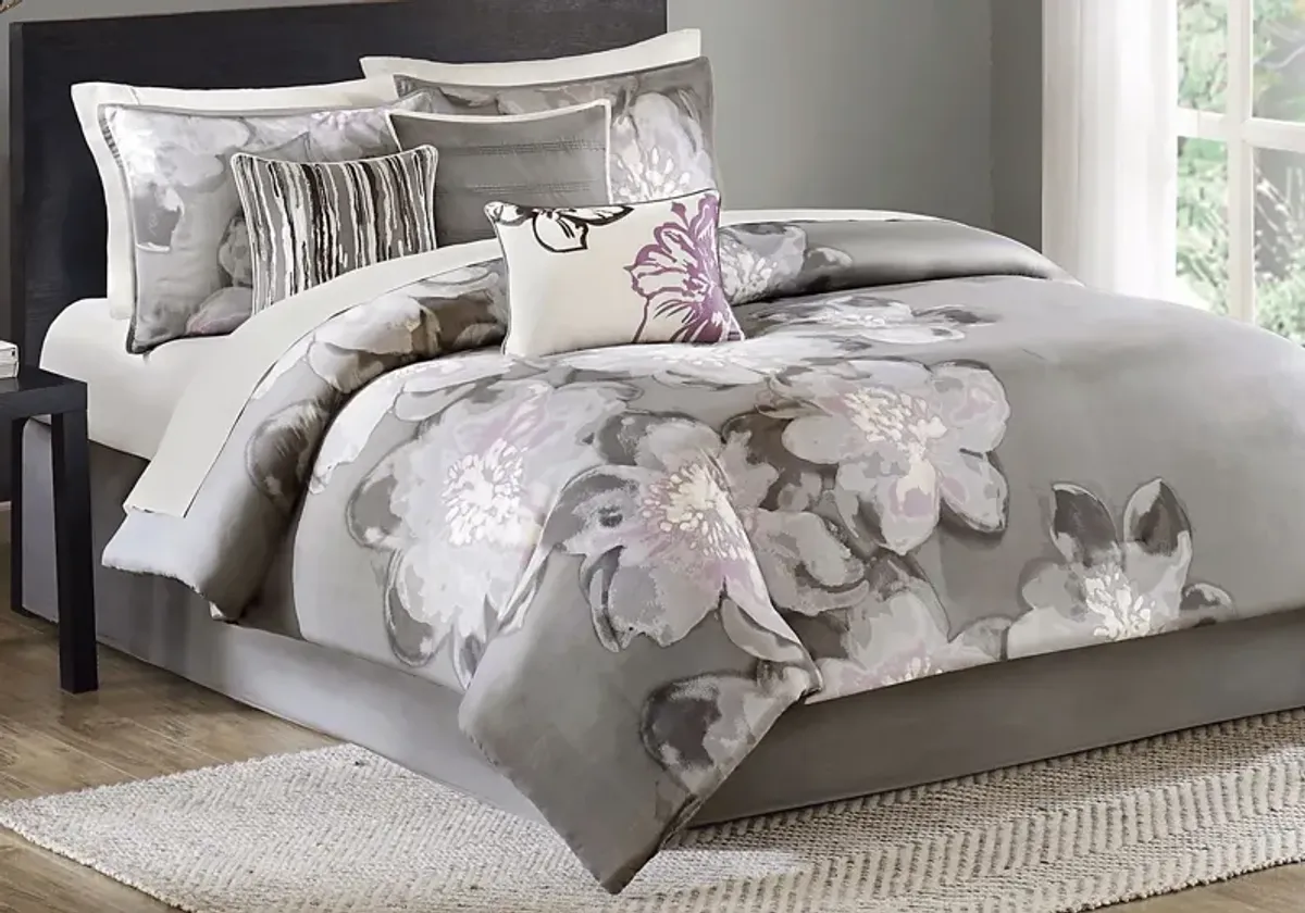 Katarina Gray 7 Pc Queen Comforter Set