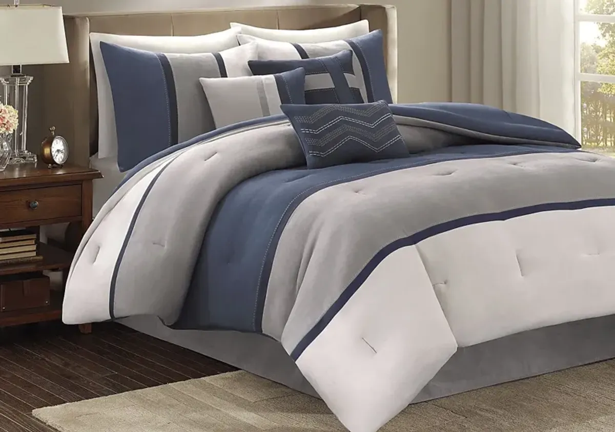 Palisades Blue 7 Pc Queen Comforter Set