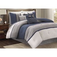 Palisades Blue 7 Pc Queen Comforter Set