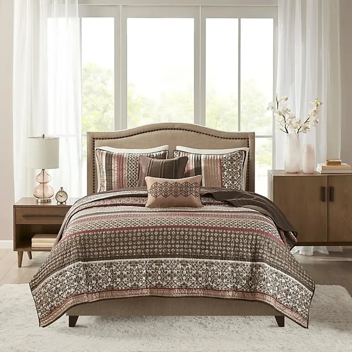 Huxley Red 5 Pc Full/Queen Coverlet Set