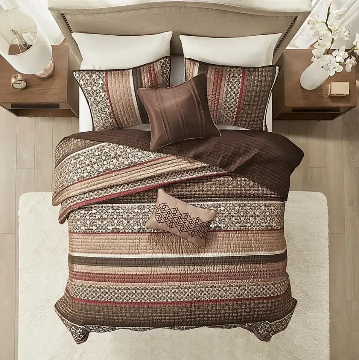 Huxley Red 5 Pc Full/Queen Coverlet Set