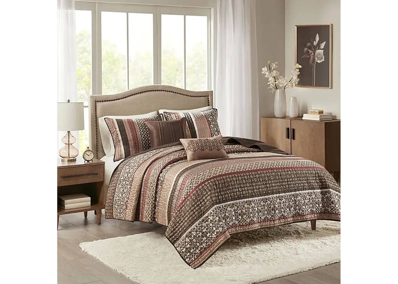 Huxley Red 5 Pc Full/Queen Coverlet Set