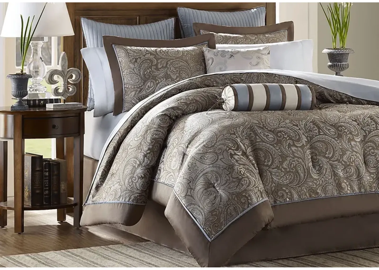 Cayla Brown 12 Pc Queen Comforter Set