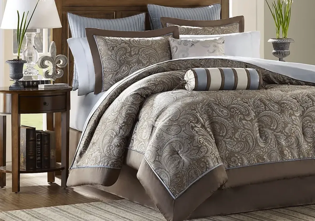 Cayla Brown 12 Pc Queen Comforter Set