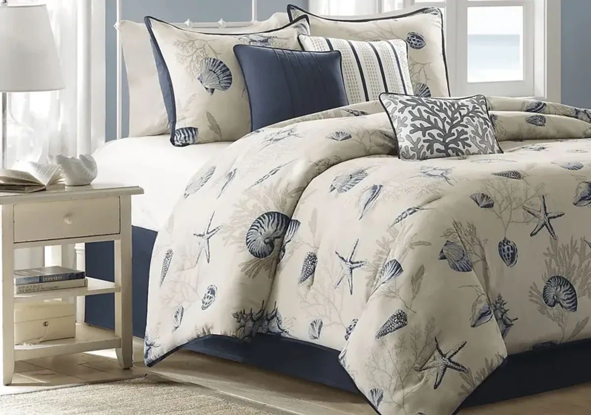 Beach Point Ivory 7 Pc Queen Comforter Set