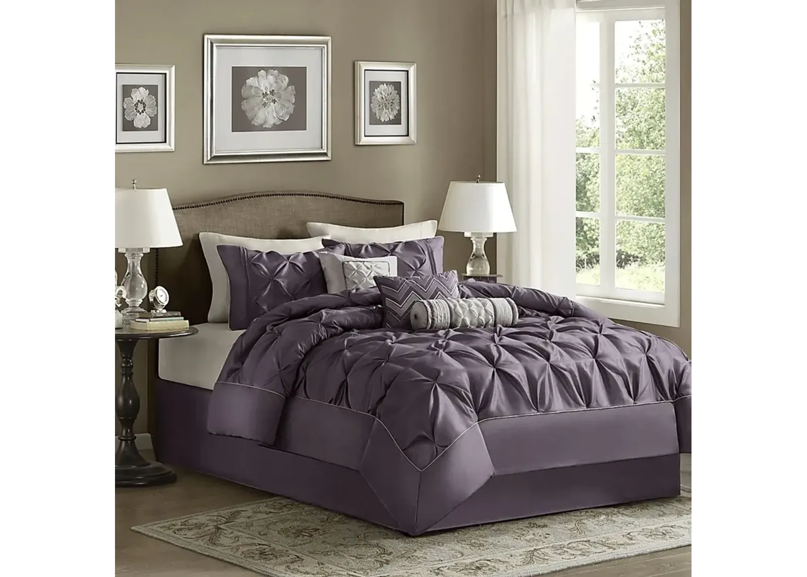 Janelle Plum 7 Pc Queen Comforter Set