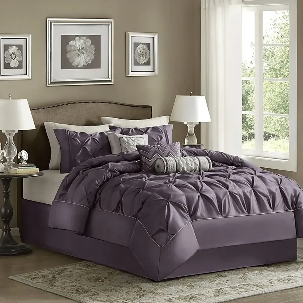 Janelle Plum 7 Pc Queen Comforter Set