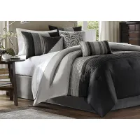 Brenna Black/Gray 7 Pc King Comforter Set