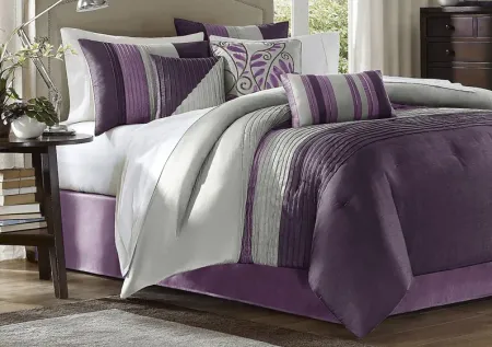 Brenna Purple 7 Pc Queen Comforter Set