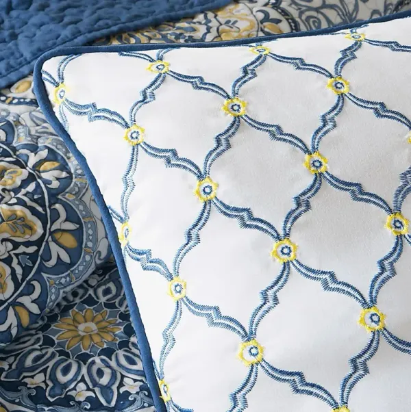 Tangiers Blue 6 Pc Queen Coverlet Set