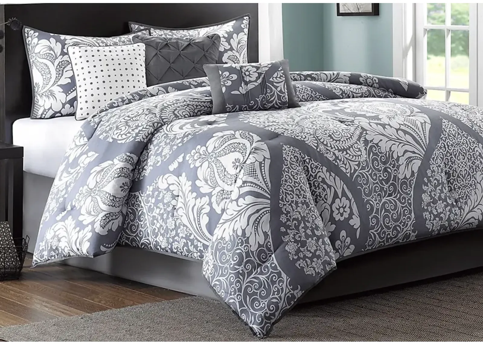 Cora Gray 7 Pc King Comforter Set