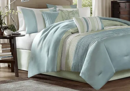 Brenna Blue/Green 7 Pc King Comforter Set