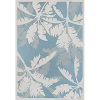Coastal Flora Blue 5'3 x 7'6 Indoor/Outdoor Rug