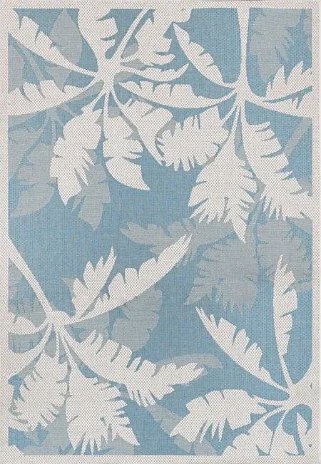 Coastal Flora Blue 5'10 x 9'2 Indoor/Outdoor Rug