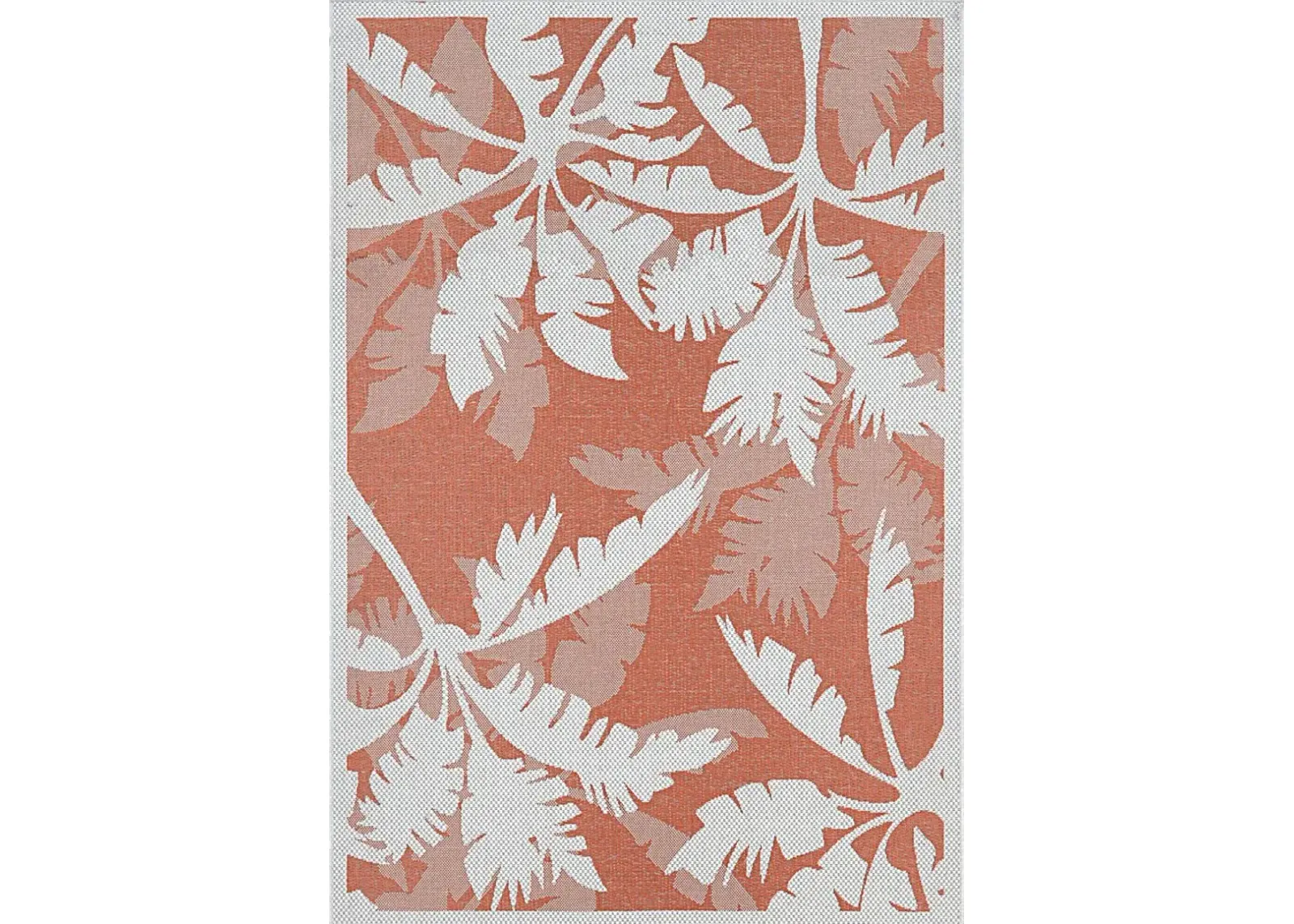 Coastal Flora Orange 5'3 x 7'6 Indoor/Outdoor Rug