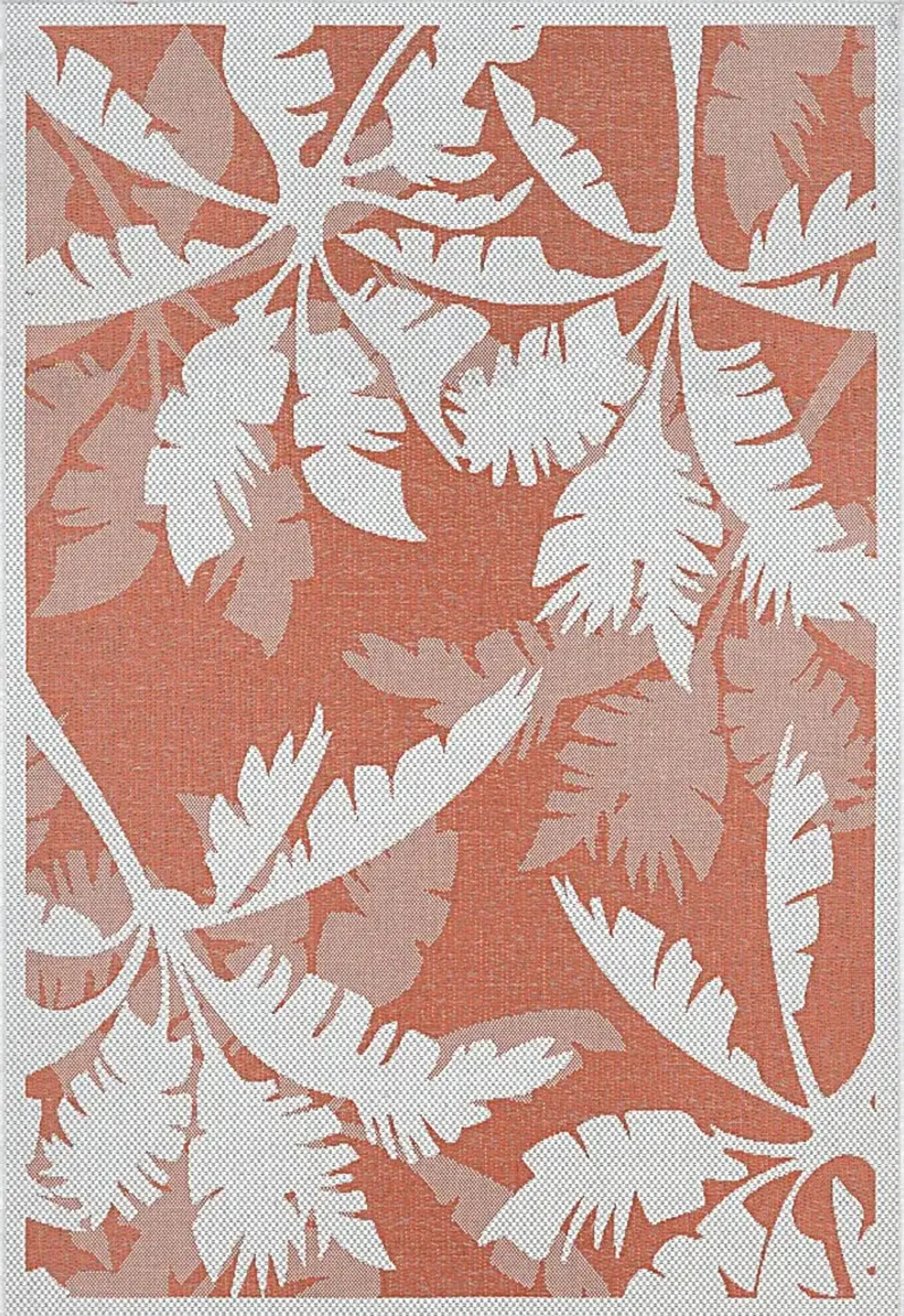 Coastal Flora Orange 5'10 x 9'2 Indoor/Outdoor Rug