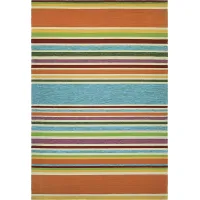 Sherbet Stripe Orange 5'6 x 8' Indoor/Outdoor Rug