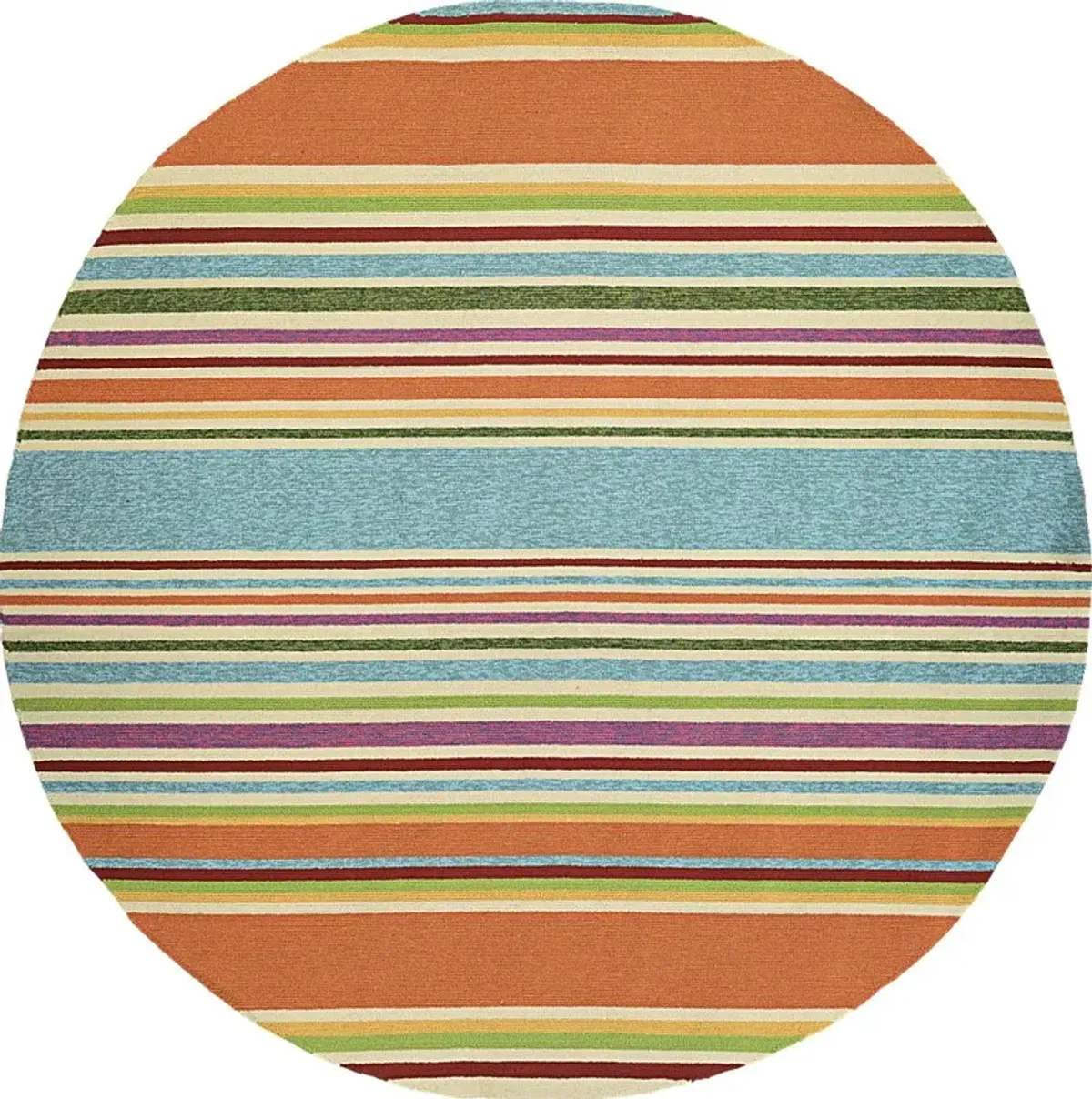 Sherbet Stripe Orange 7'10 Round Indoor/Outdoor Rug