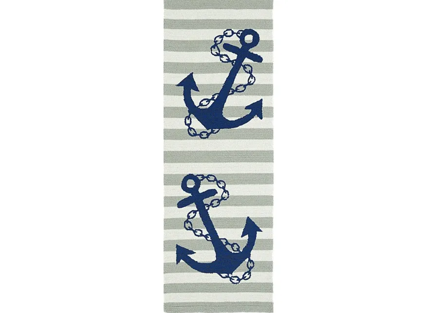 Drop Anchor Green 2' x 6' Indoor/Outdoor Rug