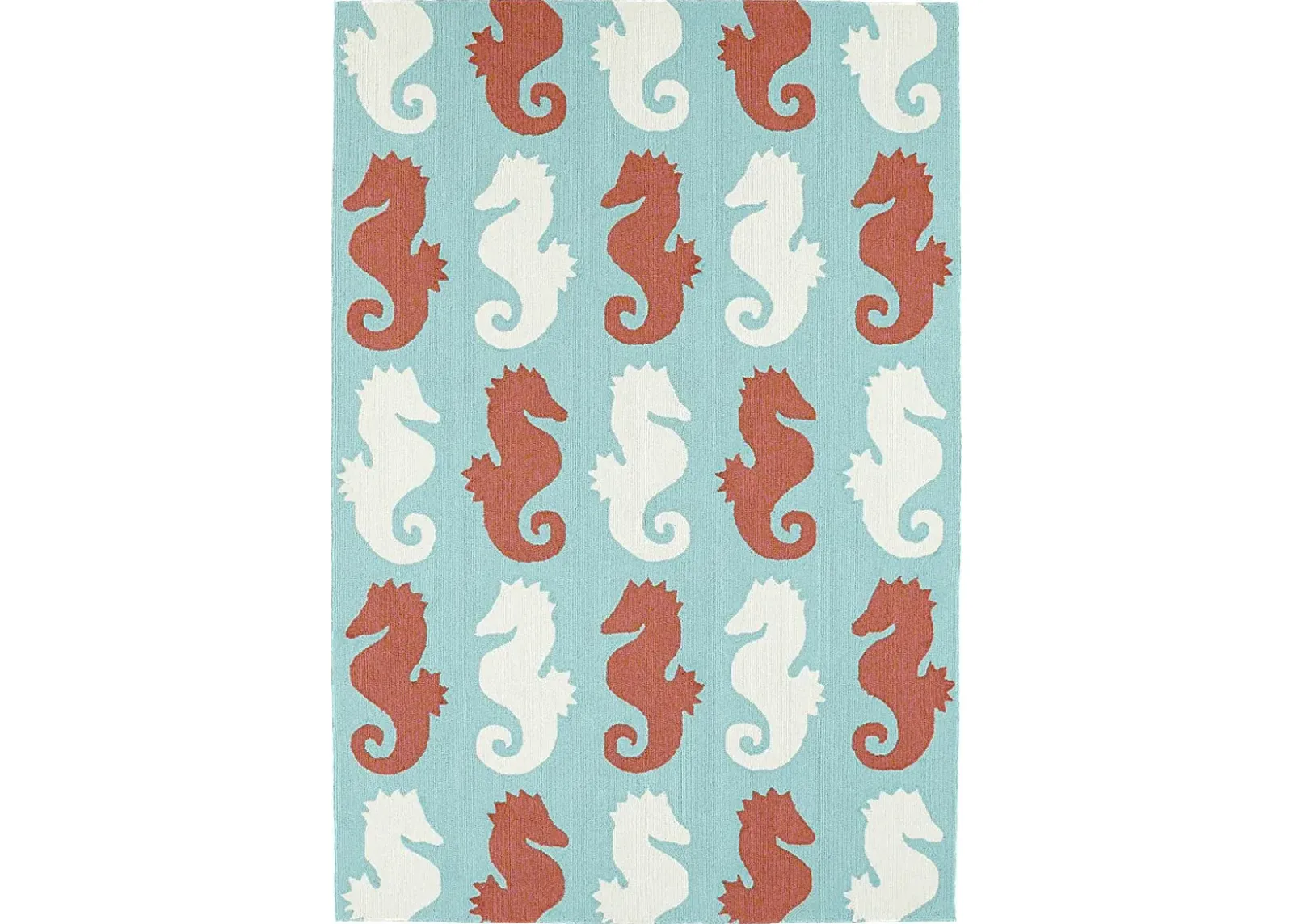 Seahorse Soiree Teal 3' x 5' Indoor/Outdoor Rug