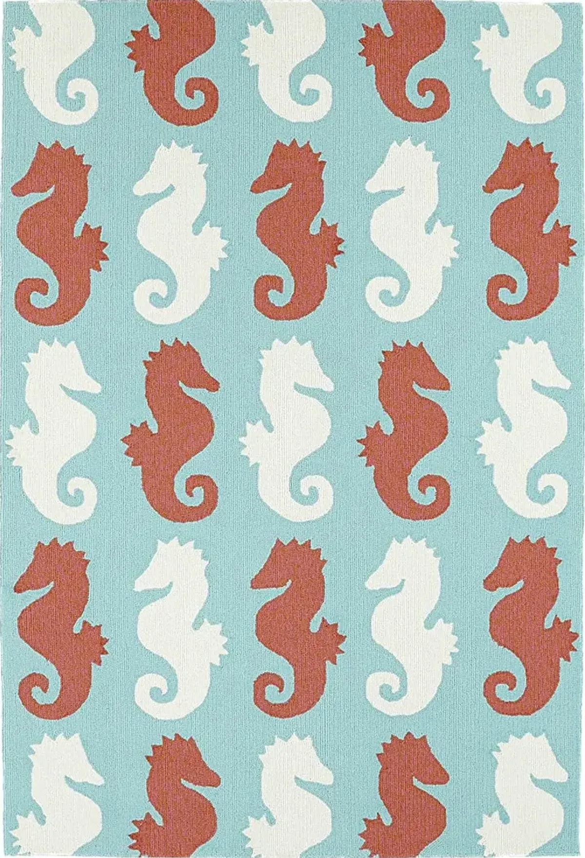 Seahorse Soiree Teal 3' x 5' Indoor/Outdoor Rug