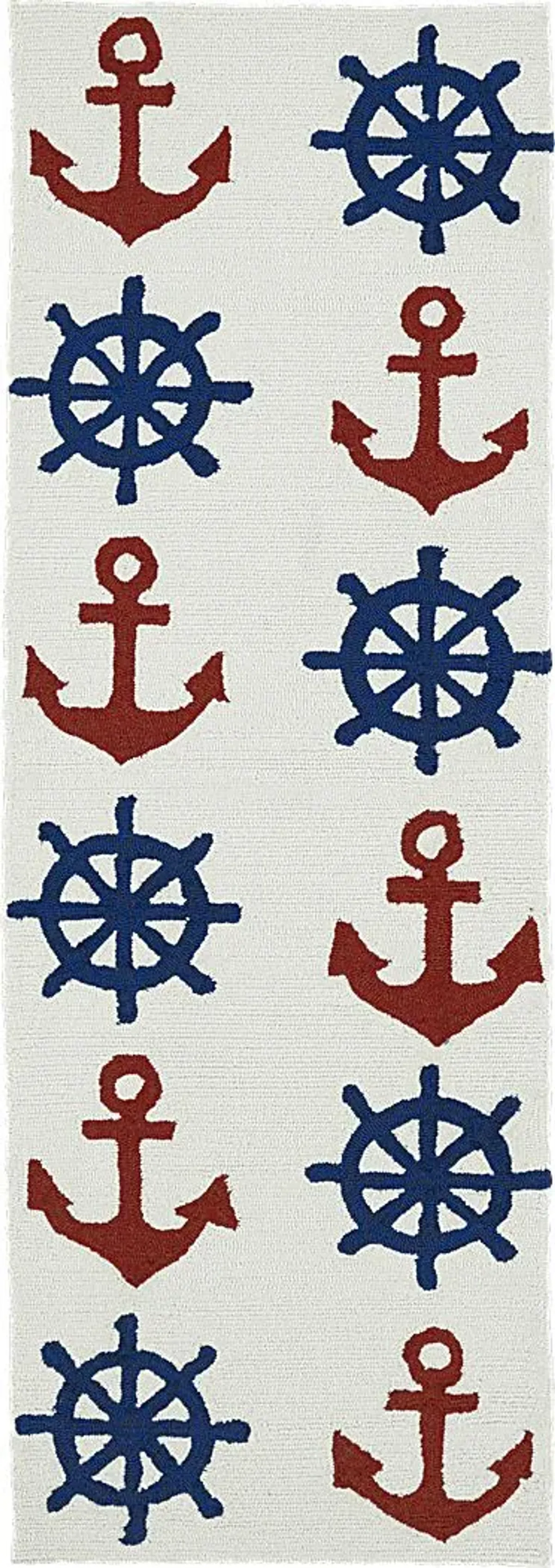 Nautical Life Ivory 2' x 6' Indoor/Outdoor Rug