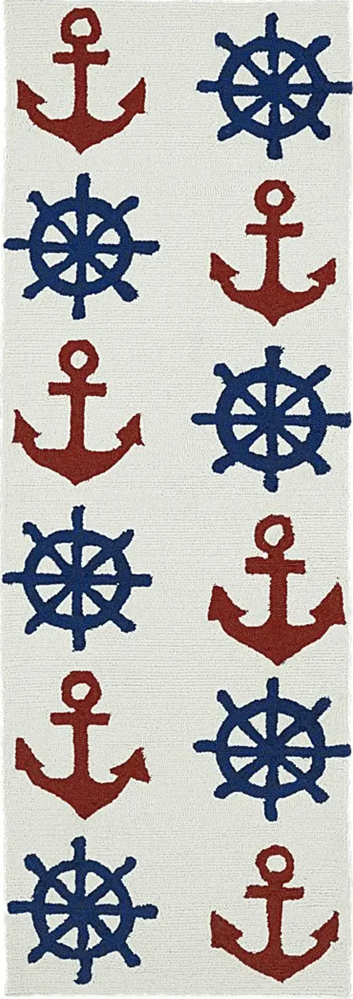 Nautical Life Ivory 2' x 6' Indoor/Outdoor Rug