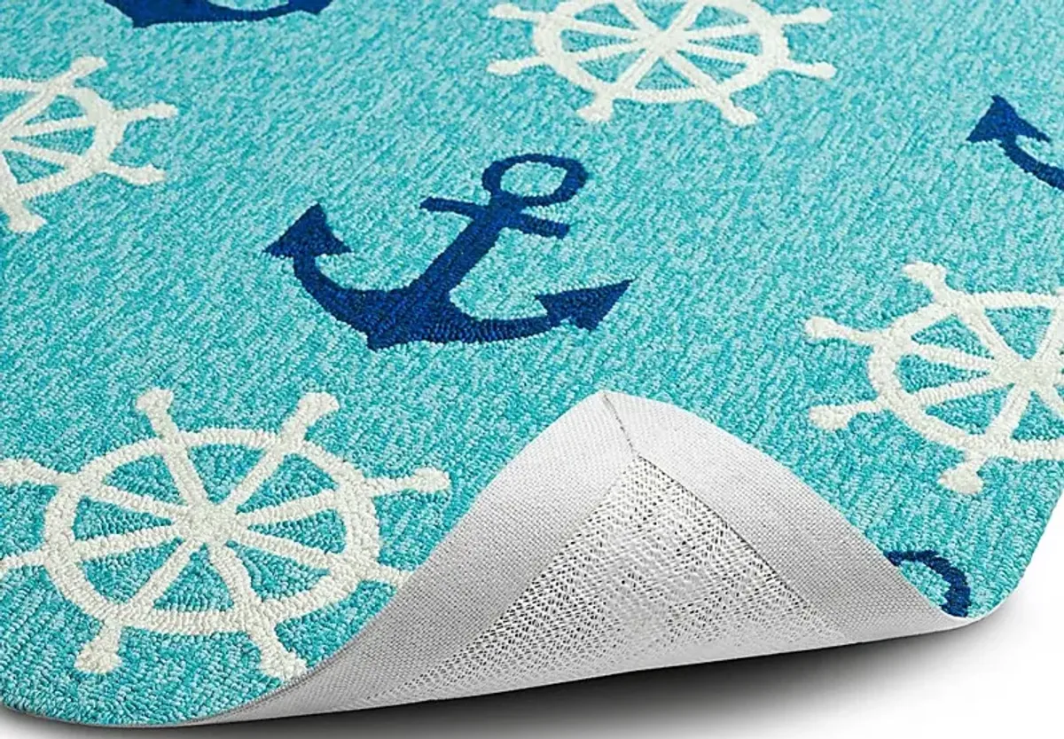 Nautical Life Blue 2' x 6' Indoor/Outdoor Rug