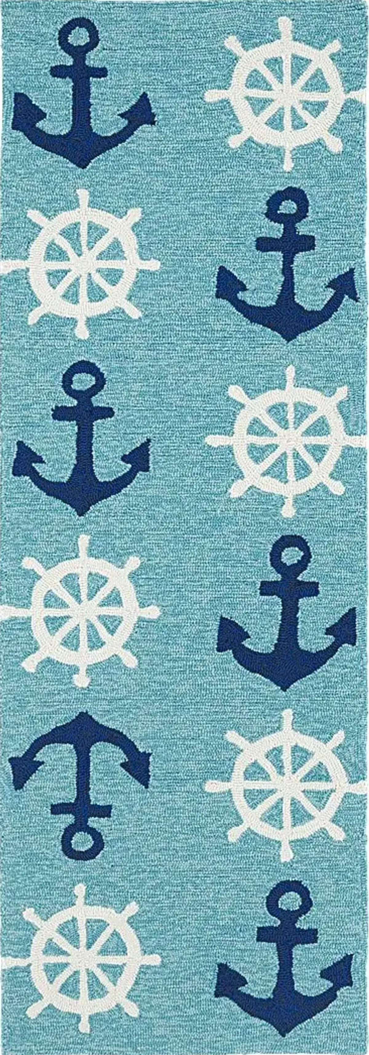 Nautical Life Blue 2' x 6' Indoor/Outdoor Rug