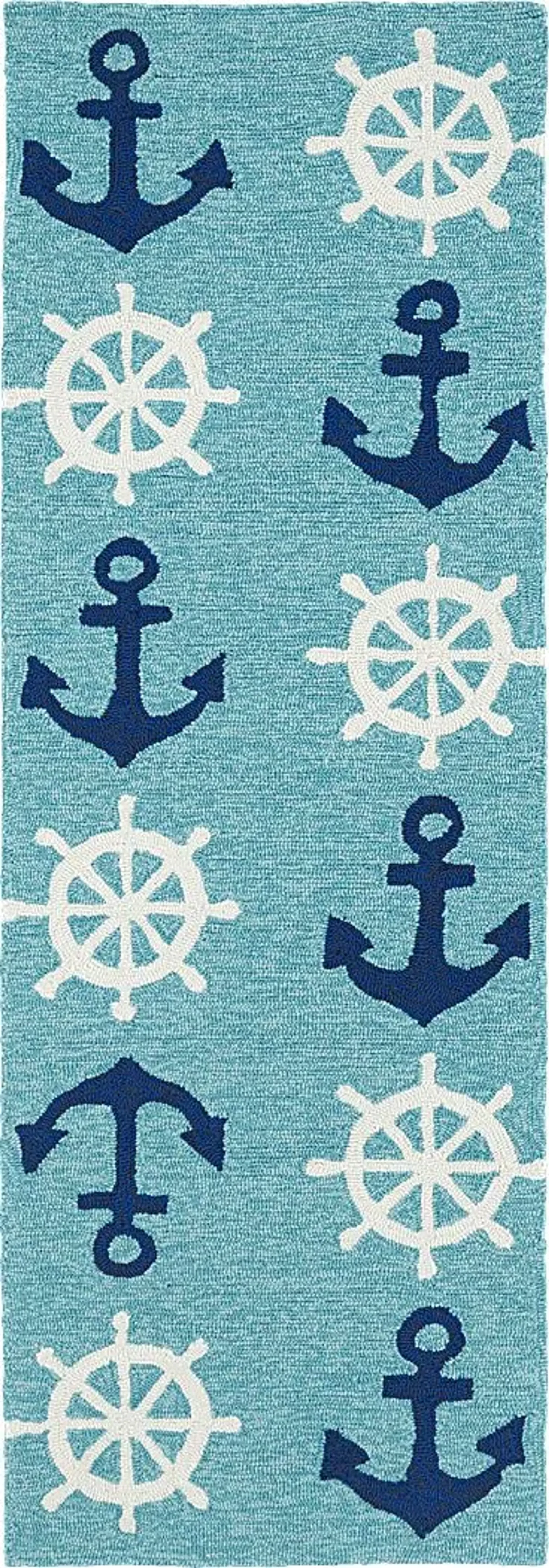 Nautical Life Blue 2' x 6' Indoor/Outdoor Rug