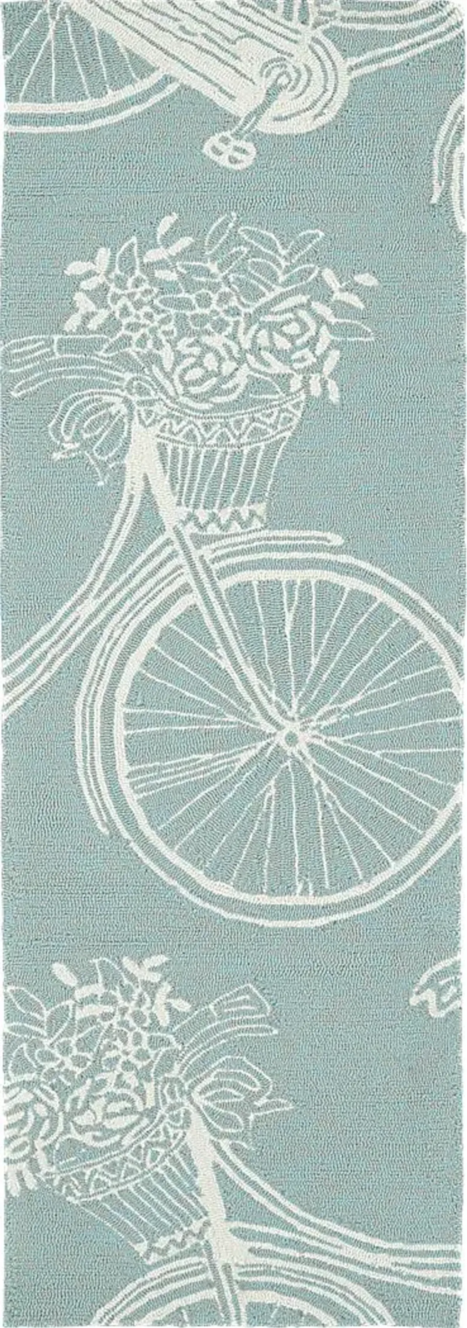 Bicycle Adventure Blue 2' x 6' Indoor/Outdoor Rug