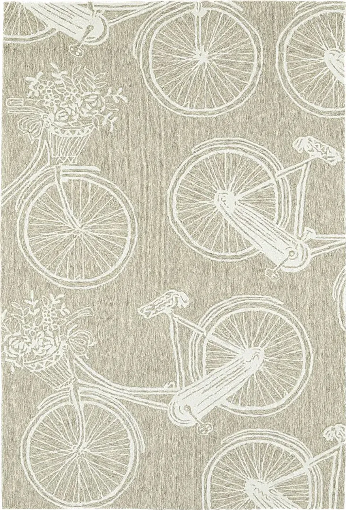 Bicycle Adventure Brown 7'6 x 9' Indoor/Outdoor Rug