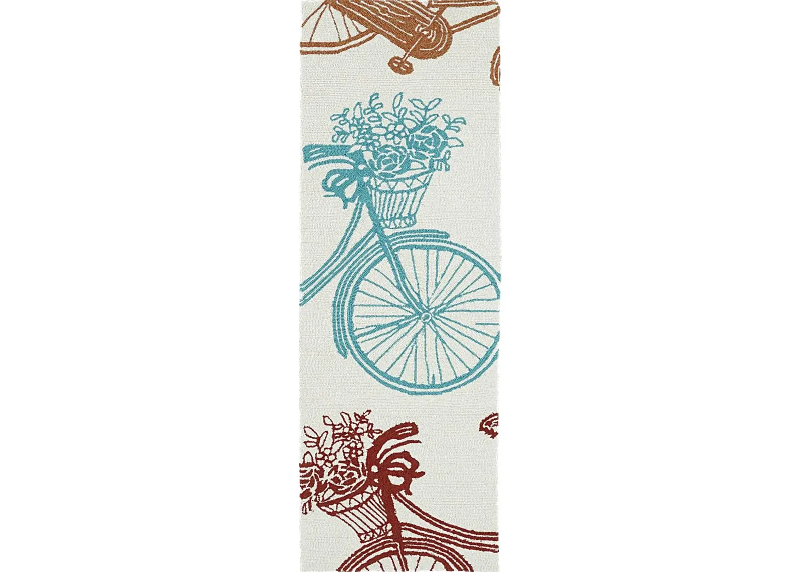 Bicycle Adventure Ivory 2' x 6' Indoor/Outdoor Rug