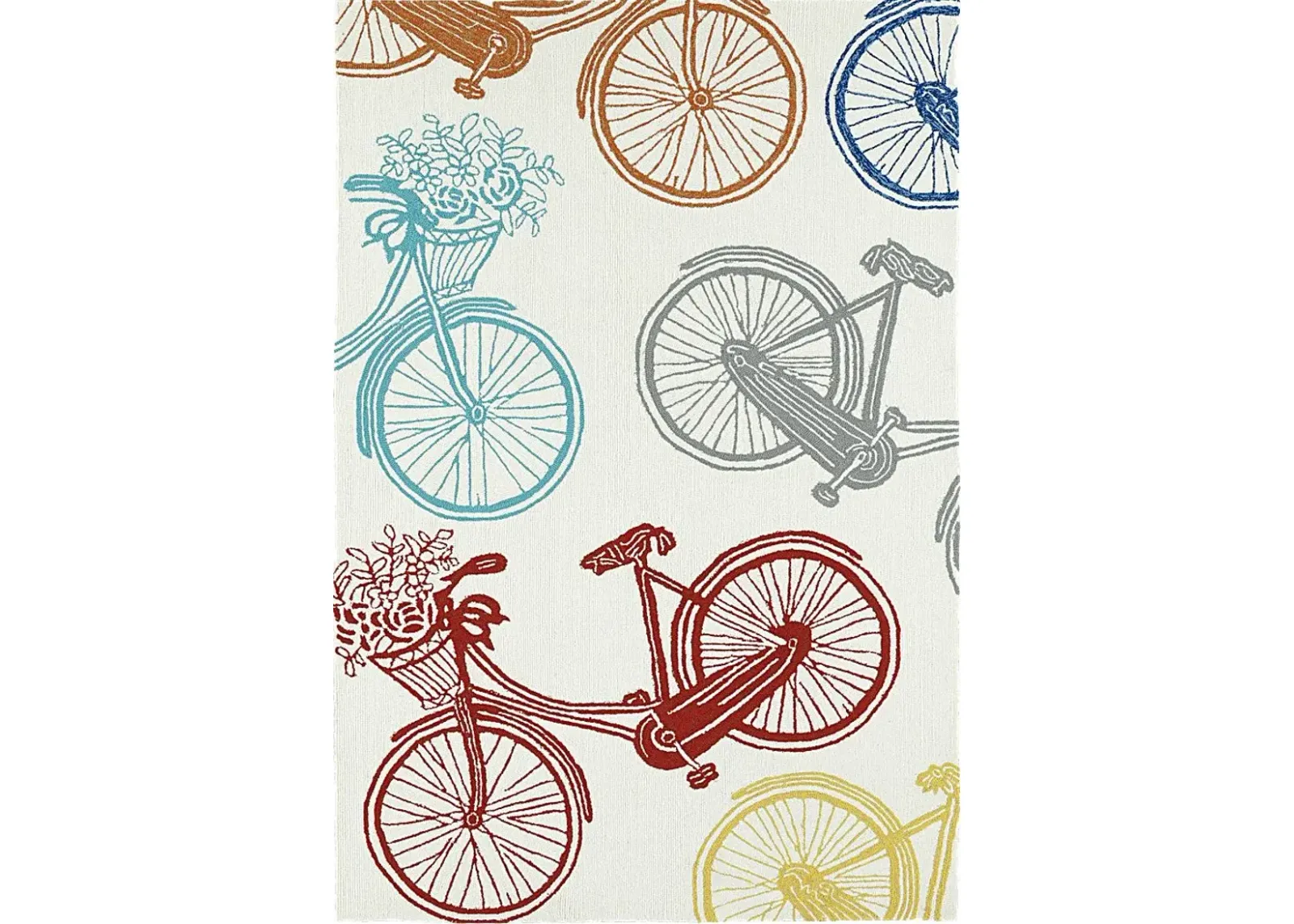 Bicycle Adventure Ivory 3' x 5' Indoor/Outdoor Rug