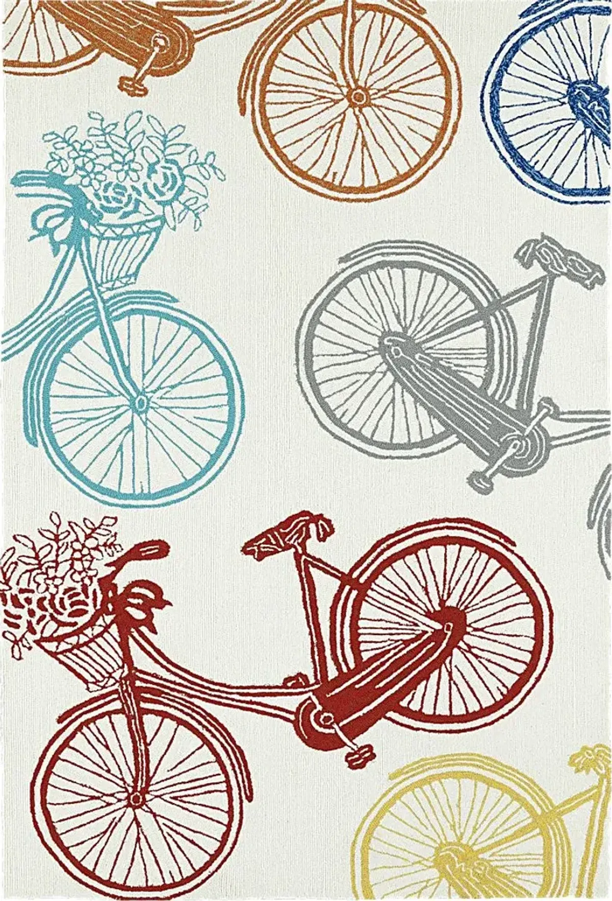 Bicycle Adventure Ivory 3' x 5' Indoor/Outdoor Rug